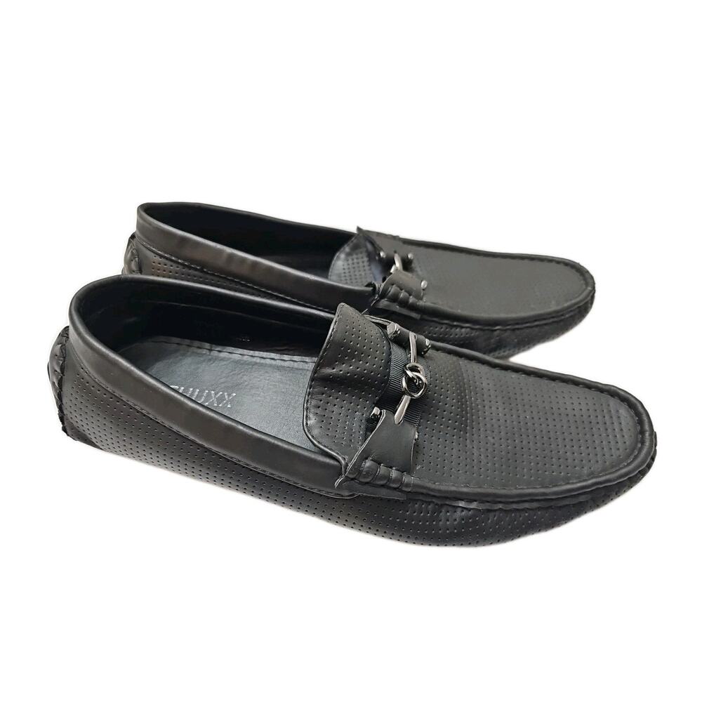 CHUXX MEN'S FORMAL Perforated Metal Bit DRIVER SHOES BLACK SIZE 13 Loafers